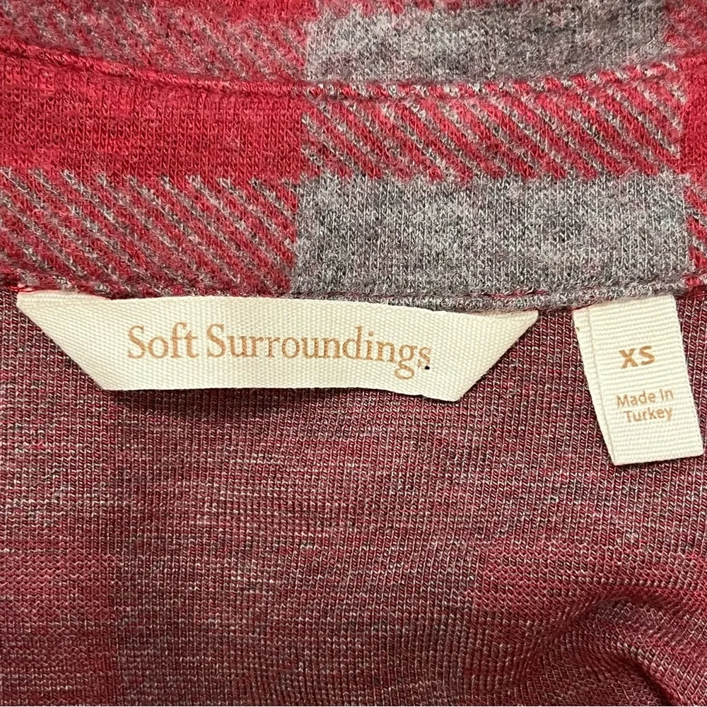 Soft Surroundings Red Gray Plaid Women's Tunic Top Cottagecore Country - Picture 10 of 13